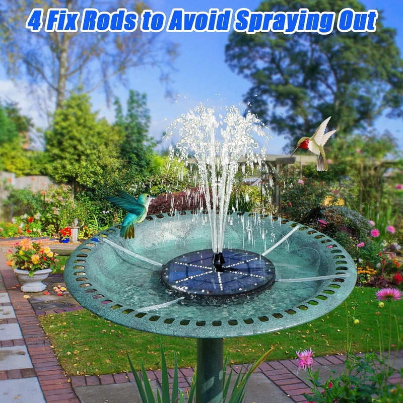 GAIZERL Solar Bird Bath Fountains Upgraded, 4W Solar Powered Water Fountain Pump with 4000 Battery, 7 Nozzles & 4 Fixers, Colorful LED Lights for Garden, Swimming Pool, Pond, Fish Tank and Outdoor - Image 4